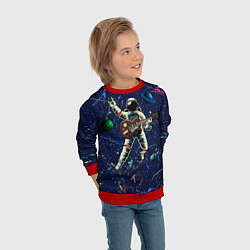 Свитшот детский Космонавт играет на гитаре, цвет: 3D-красный — фото 2