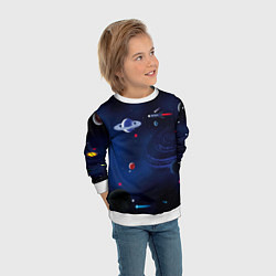 Свитшот детский Космос, планеты, ракета, цвет: 3D-белый — фото 2