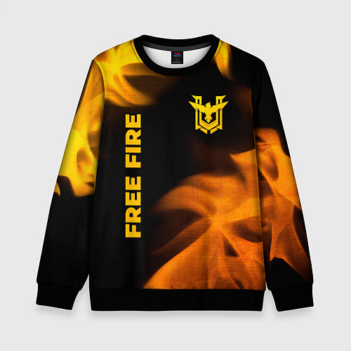 Детский свитшот Free Fire - gold gradient: надпись, символ / 3D-Черный – фото 1