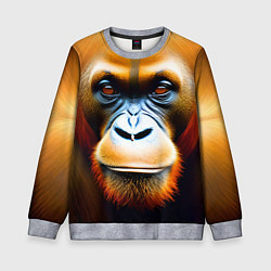 Свитшот детский Орангутан - Обезьяна, от которой веет добротой, цвет: 3D-меланж