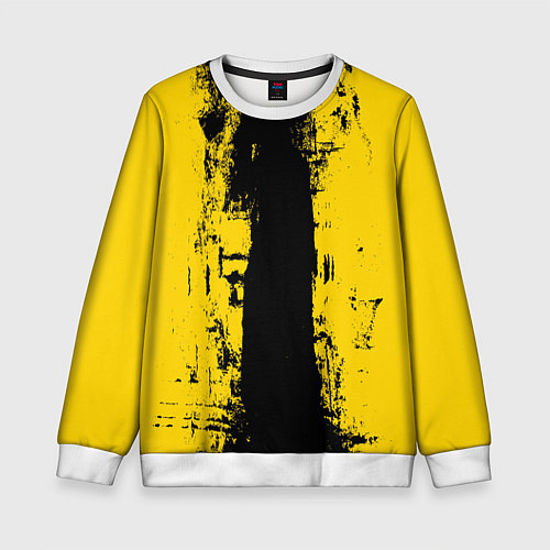 Детский свитшот Вертикальная черно-желтая полоса Cyberpunk 2077 / 3D-Белый – фото 1