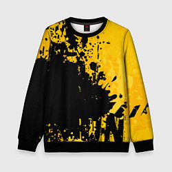 Свитшот детский Пятна черной краски на желтом фоне, цвет: 3D-черный