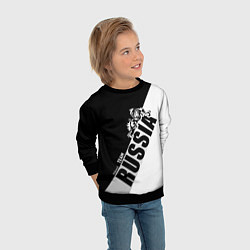 Свитшот детский Russia national team: black and white lines, цвет: 3D-черный — фото 2