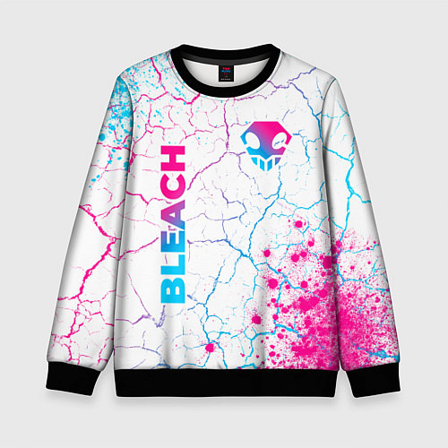 Детский свитшот Bleach neon gradient style: надпись, символ / 3D-Черный – фото 1