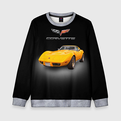 Детский свитшот Американский спорткар Chevrolet Corvette Stingray / 3D-Меланж – фото 1