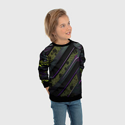 Свитшот детский Фиолетовые и зеленые вставки, цвет: 3D-черный — фото 2
