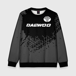 Свитшот детский Daewoo speed на темном фоне со следами шин: символ, цвет: 3D-черный