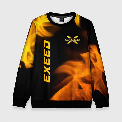 Детский свитшот Exeed - gold gradient: надпись, символ / 3D-Черный – фото 1