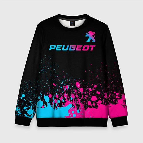 Детский свитшот Peugeot - neon gradient: символ сверху / 3D-Черный – фото 1