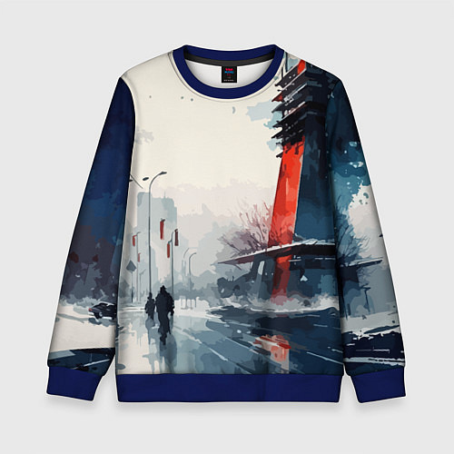 Детский свитшот Наш город - коллекция Бело-сине-красный - Хуф и Ся / 3D-Синий – фото 1