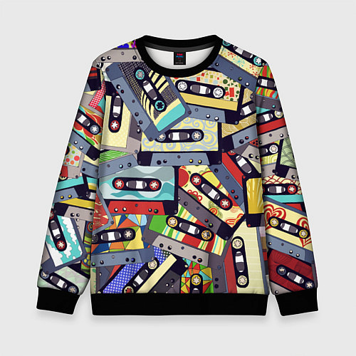 Детский свитшот Касеты 80-е / 3D-Черный – фото 1