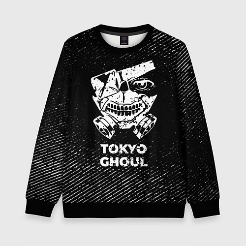 Детский свитшот Tokyo Ghoul с потертостями на темном фоне / 3D-Черный – фото 1