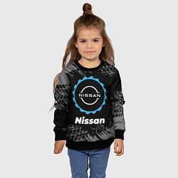 Свитшот детский Nissan в стиле Top Gear со следами шин на фоне, цвет: 3D-черный — фото 2