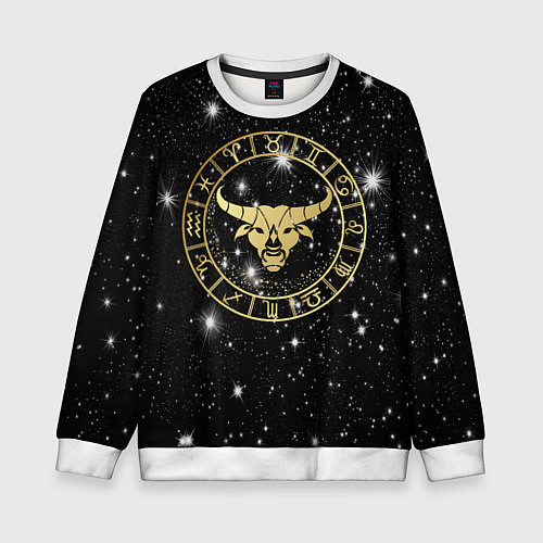 Детский свитшот Телец золотой на звездном небе / 3D-Белый – фото 1