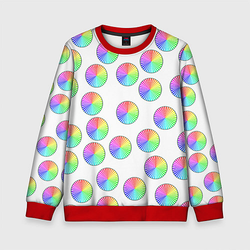 Детский свитшот Круги с линиями, спектр / 3D-Красный – фото 1