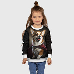 Свитшот детский Корги в красном плаще, цвет: 3D-белый — фото 2
