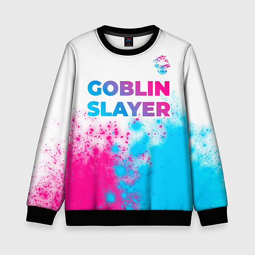 Детский свитшот Goblin Slayer neon gradient style: символ сверху / 3D-Черный – фото 1