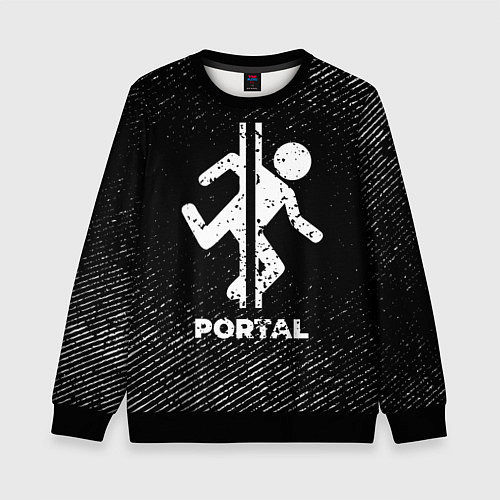 Детский свитшот Portal с потертостями на темном фоне / 3D-Черный – фото 1