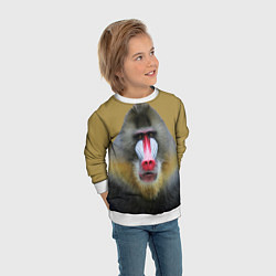 Свитшот детский Мандрил обезьяна, цвет: 3D-белый — фото 2