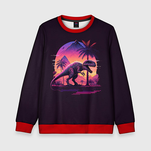 Детский свитшот Retrowave Trex / 3D-Красный – фото 1