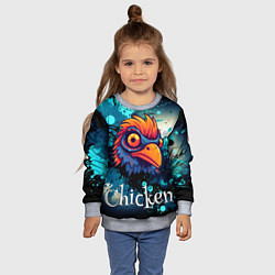 Свитшот детский Чикен арт, цвет: 3D-меланж — фото 2