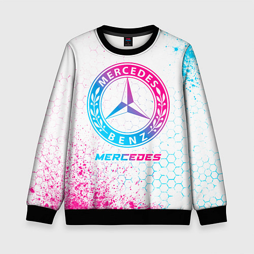 Детский свитшот Mercedes neon gradient style / 3D-Черный – фото 1