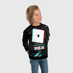 Свитшот детский Roblox в стиле glitch и баги графики на темном фон, цвет: 3D-черный — фото 2