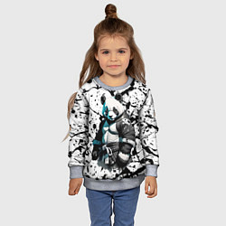 Свитшот детский Panda samurai on the background of blots, цвет: 3D-меланж — фото 2