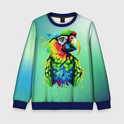 Свитшот детский Разноцветный попугай, цвет: 3D-синий