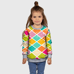 Свитшот детский Весёлые ромбики, цвет: 3D-меланж — фото 2
