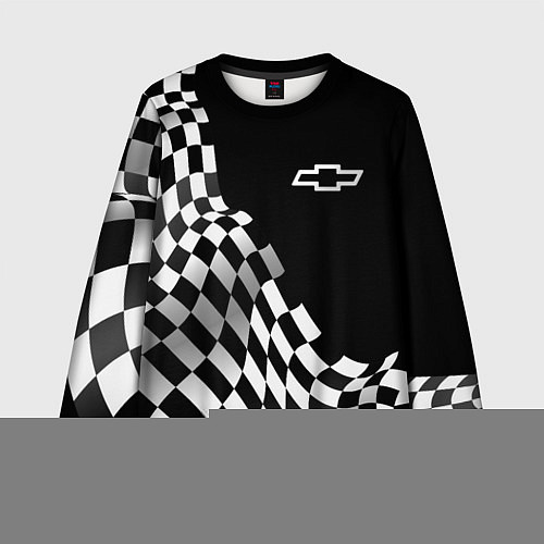 Детский свитшот Chevrolet racing flag / 3D-Черный – фото 1