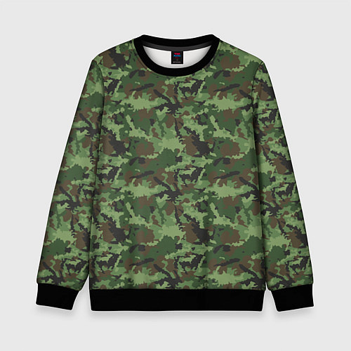 Детский свитшот Камуфляж зелёный / 3D-Черный – фото 1