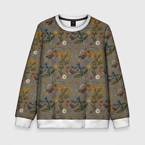 Детский свитшот Малиновки и зверобой / 3D-Белый – фото 1
