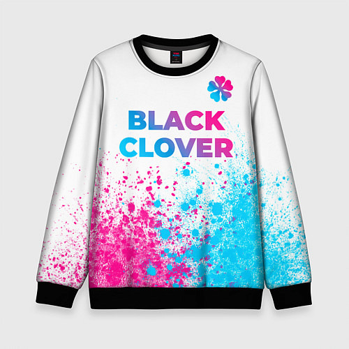 Детский свитшот Black Clover neon gradient style: символ сверху / 3D-Черный – фото 1