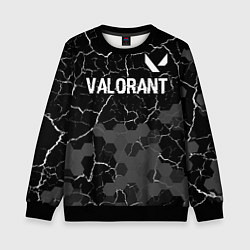 Свитшот детский Valorant glitch на темном фоне: символ сверху, цвет: 3D-черный