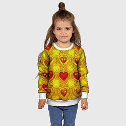 Свитшот детский Узор рубиновые сердца, цвет: 3D-белый — фото 2