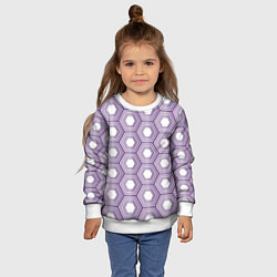 Свитшот детский Шестиугольники фиолетовые, цвет: 3D-белый — фото 2