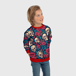 Свитшот детский Черепа и красные розы, цвет: 3D-красный — фото 2
