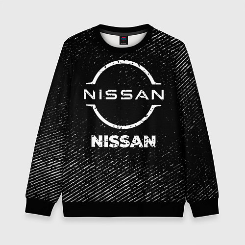 Детский свитшот Nissan с потертостями на темном фоне / 3D-Черный – фото 1