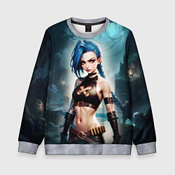Свитшот детский Jinx arcane League of legends, цвет: 3D-меланж