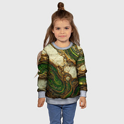 Свитшот детский Текстура зелёного мрамора с золотыми прожилками, цвет: 3D-меланж — фото 2