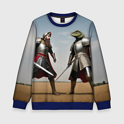 Свитшот детский Древний Рус против Ящера, цвет: 3D-синий