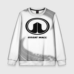 Свитшот детский Great Wall speed на светлом фоне со следами шин, цвет: 3D-белый
