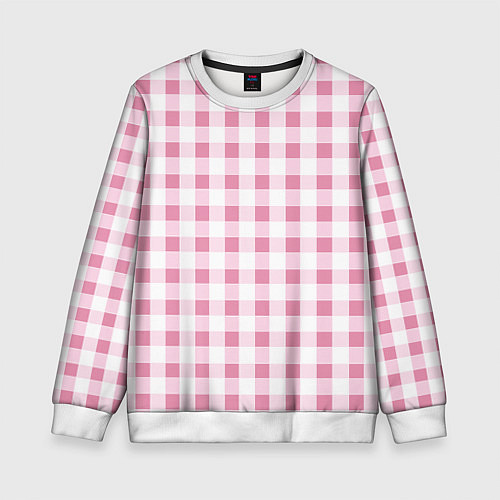Детский свитшот Барби-розовый: клетка / 3D-Белый – фото 1