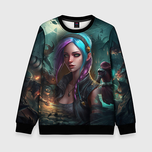 Детский свитшот Jinx art Arcane League of Legends / 3D-Черный – фото 1