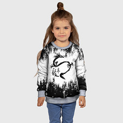 Свитшот детский Японский дракон с иероглифами, цвет: 3D-меланж — фото 2