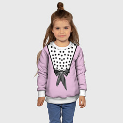 Свитшот детский Костюм Барби: черный горох с полосатым бантом, цвет: 3D-белый — фото 2