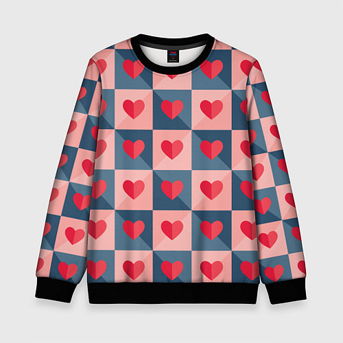Детский свитшот Pettern hearts / 3D-Черный – фото 1