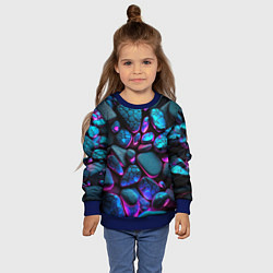 Свитшот детский Неоновые камни, цвет: 3D-синий — фото 2