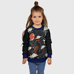 Свитшот детский Дракон в японском стиле, цвет: 3D-синий — фото 2